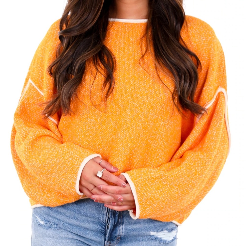 Free People Orange Bardot Sweater